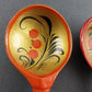 3 Wood Spoons Hand Painted Russian Khokhloma Lacquerware USSR Vintage Sizes Vary