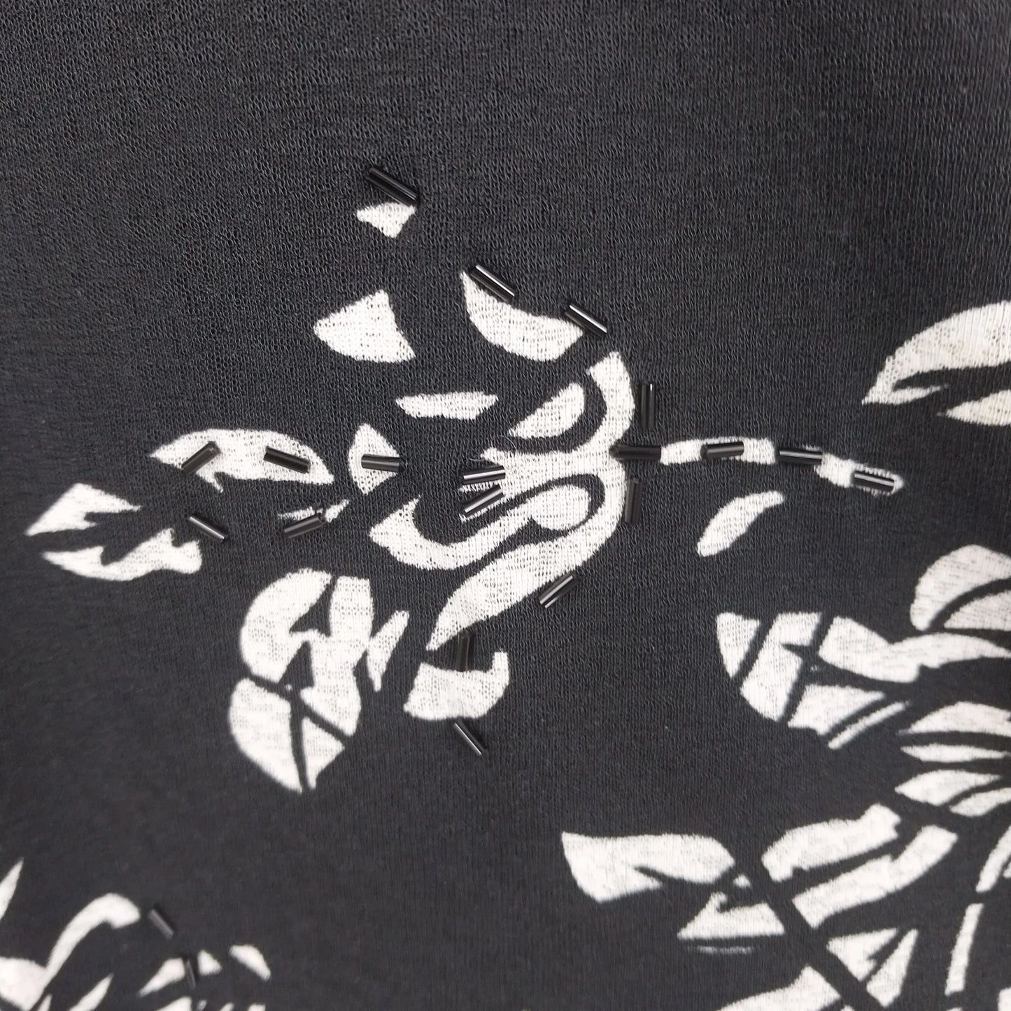 Requirements Women's Floral Stretch Long Sleeve Top Black White Size M Casual