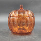 Orange Glass Pumpkin Shape Cookie Jar Candy Dish with Lid Anchor Hocking