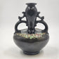 Peters & Reed Pottery Garland Floral Dual Handle Squat Vase 9" Craft Art
