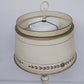 Colonial Toleware Table Lamp Cream Metal Shade French Country 30" Vintage 1960s