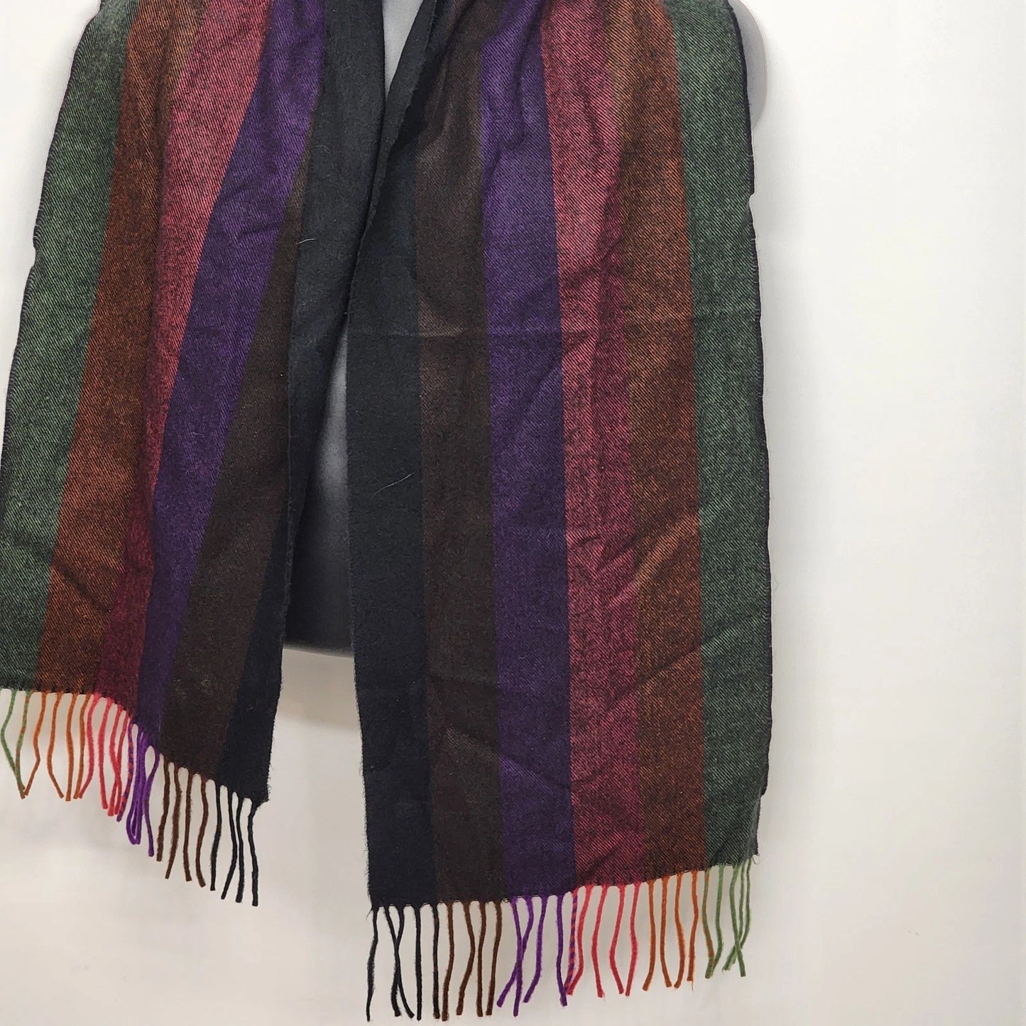 Men’s Multicolor Striped Scarf 100% Cashmere Made in Scotland Luxury Winter Wrap