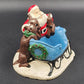 Ceramic Santa Claus & 3 Reindeer with Blue Sleigh Candy Dish Decor