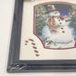 Feathered Friends Snowman Birds Framed Art 8x10 Sealed Matted Dark Wood Frame US