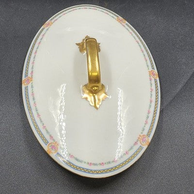 Covered Vegetable Serving Dish Old Abbey Limoges France Antique 12.5" Decorated