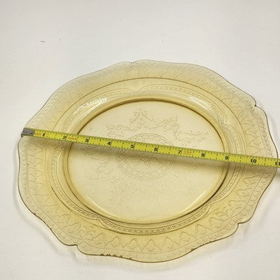 Federal Amber Yellow Depression Glass Patrician Spoke Dinner Plate 11" 1930s VTG