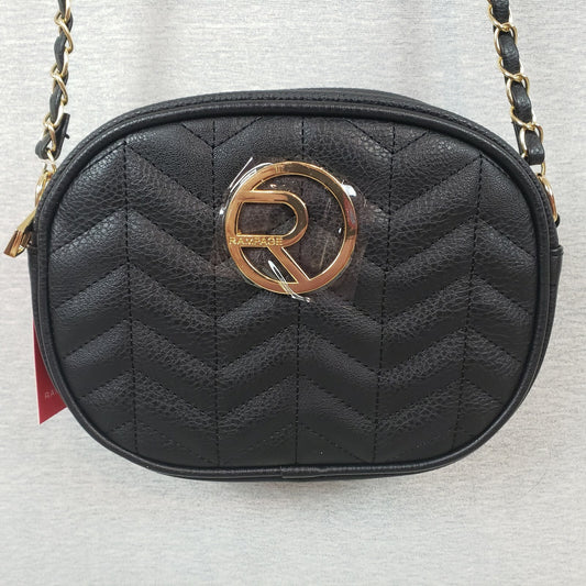 Rampage x-Body Ladies Shoulder Bag Quilted Black & Chain Strap Zipper Closure