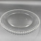 Jay Imports Serving Platter Plate 13" Round Beads Edge Clear Glass Vintage China