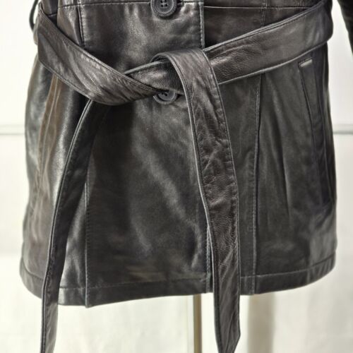 Adler Collection Leather Jacket Small Black Blazer Style Lambskin Belted