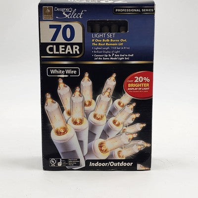 Holiday Season 70 Clear White Wire Light Set 16' Indoor/Outdoor