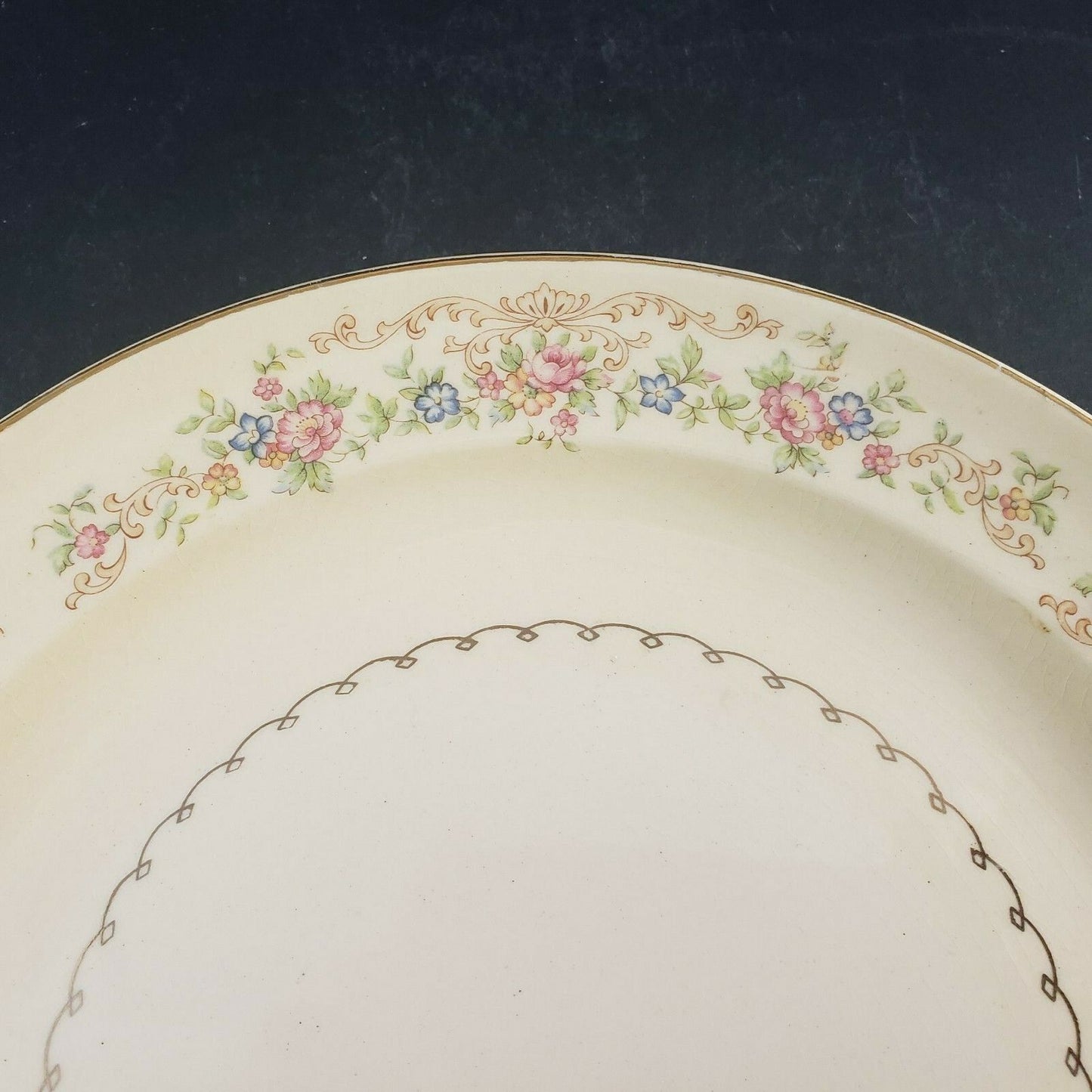 Paden City Pottery Marlene Lace Pattern 10" Dinner Plate Vintage Crazed