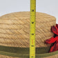 Vintage Straw Boater Hat Green Band Red Flower Ted Jacobs Box