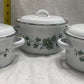 Corelle Coordinates Callaway 6 Pc Mini Stock Pots Porcelain Enamel on Steel NOS