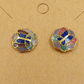 Set of 2 Gold Tone Cloisonné Stud Earrings Blue Floral & Butterfly