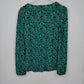 Worthington Stretch Green Abstract Print Blouse Women's Small V-Neck Long Sleeve