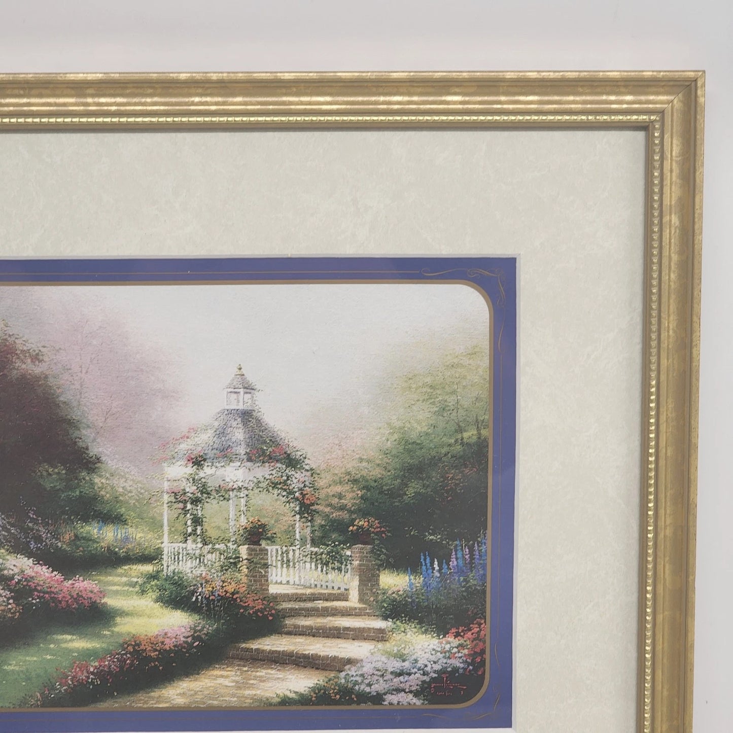 Thomas Kinkade Hidden Gazebo Accent Print 1996 Framed & Matted w COA Mark 6:31