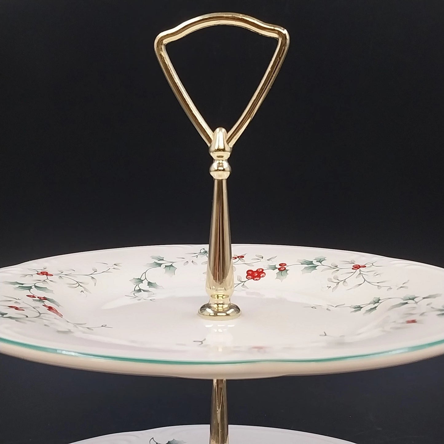 Pfaltzgraff Winterberry Pattern Two Tier Serving Tray 10.5" Stoneware USA