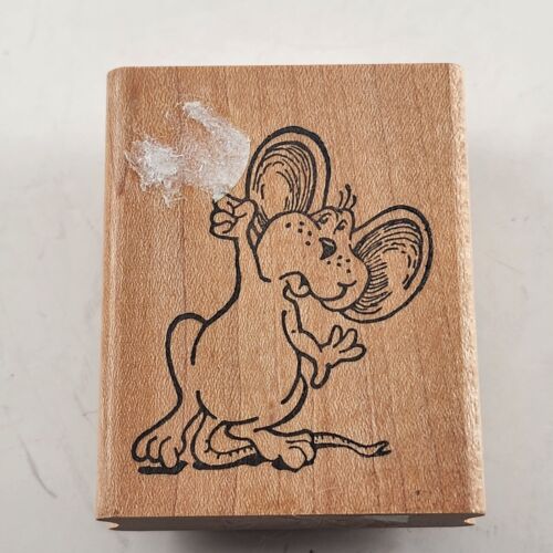 Lot of 4 Ann-ticipation Mouse Design Wooden Mounted Rubber Stamps Vintage