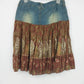 Younique Denim Patchwork Boho Midi Skirt Blue Brown Paisley Women Size 7 Button