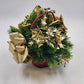 Floral Arrangement Christmas Basket Greenery Holly Red Basket 10" Gold Bow