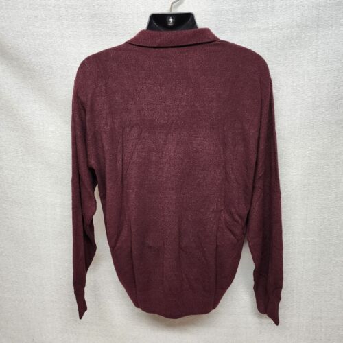 Geoffrey Beene XL Maroon Sweater Polo Shirt Men’s Long Sleeve Acrylic Collar