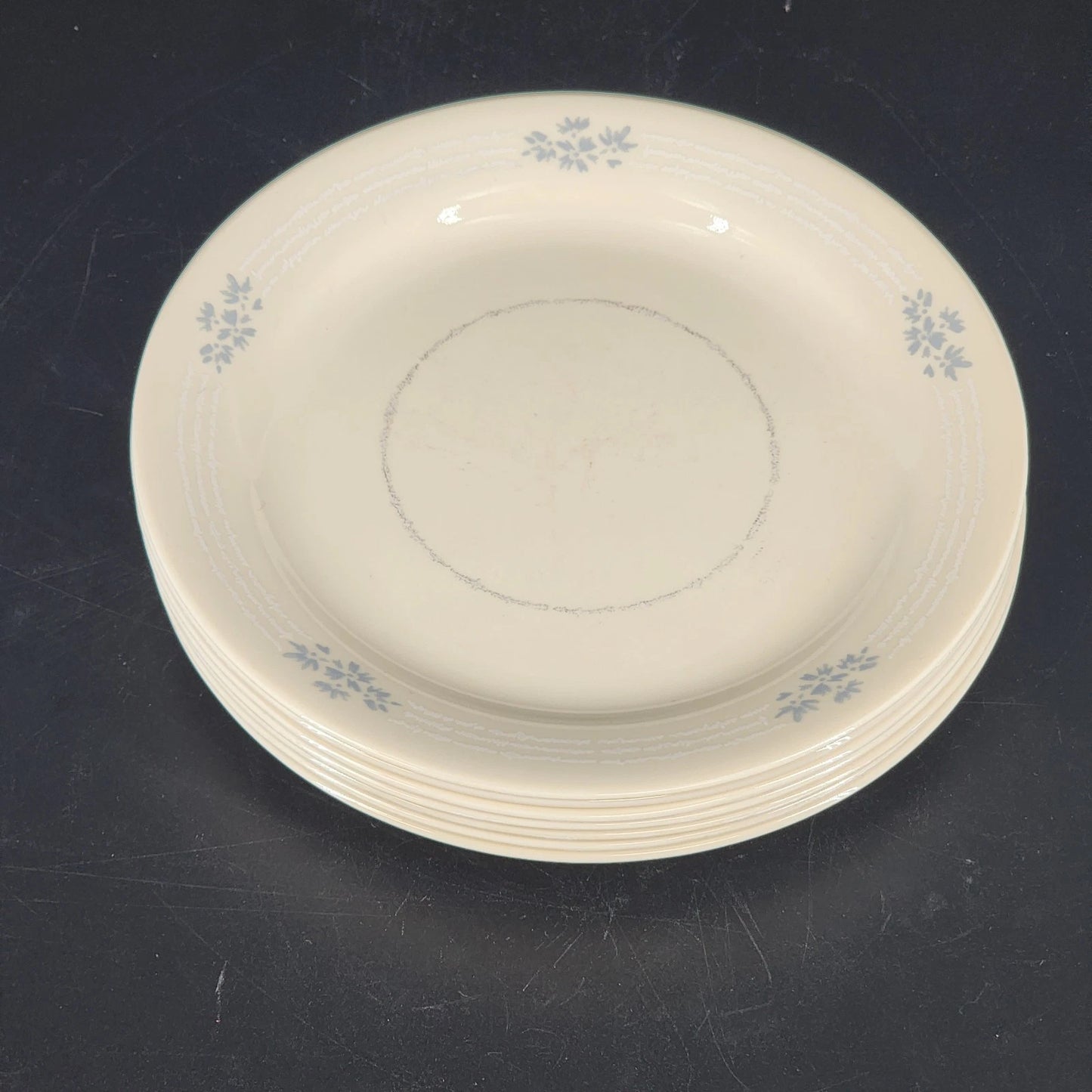 Corelle Blue Lace Bouquet 7.25 Inch Plates Set of 7 Vintage