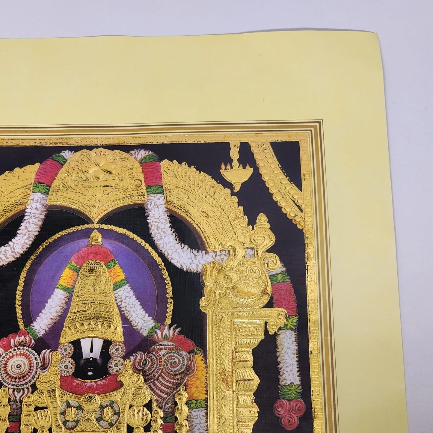 Tirupati Balaji Venkateswara Swamy Art Print Gold Leaf Embossed 13"x19" Poster