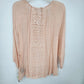 Zac and Rachel Peach Lace Blouse Boho Tie Neck Women Medium