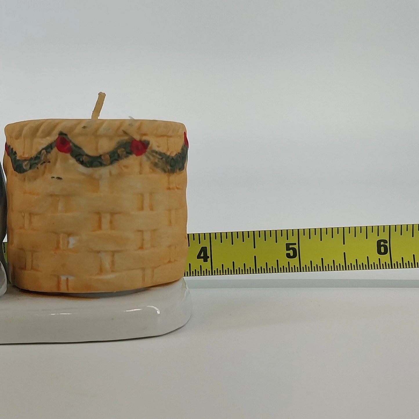 Jasco Christmas Luvkins Mrs Claus Candle Holder Knitting Cat Porcelain 1978 Vtg