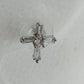Silver Tone Cross Stud Earrings Clear Baguette Round Stones Religious Jewelry