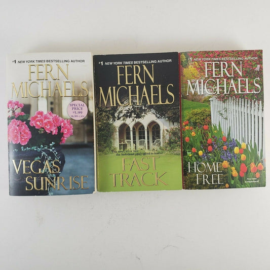 3 Paperback Books by Fern Michaels with Vegas Sunrise FAST TRACK and Home Free