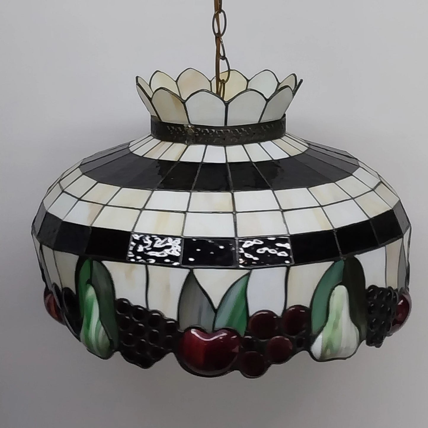 Tiffany Style Stained Glass Fruit Hanging Lamp 20 Inch Leaded Shade