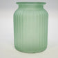 Frosted Glass Sage Green Vase 5.75" Textured Ribbed & Wide Flared Rim Vintage