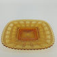 Imperial Glass Square Beaded Block Amber Plate Art Deco Starburst 1930s Vintage