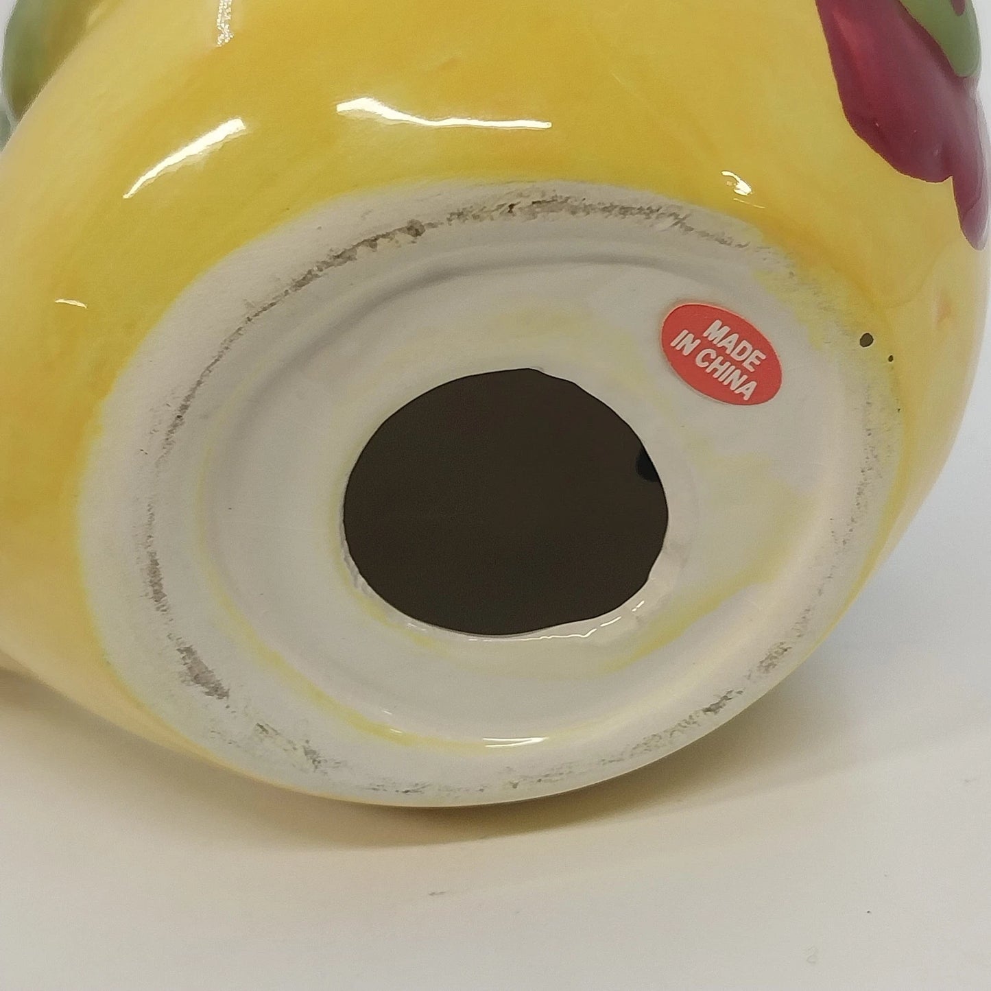 Whimsical Yellow Ceramic Bird Figurine Floral Folk Art Home Decor 7" Farmhouse