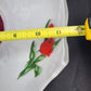 Indiana Glass White Footed Bowl Red Tulips Ruffled Edge Vintage