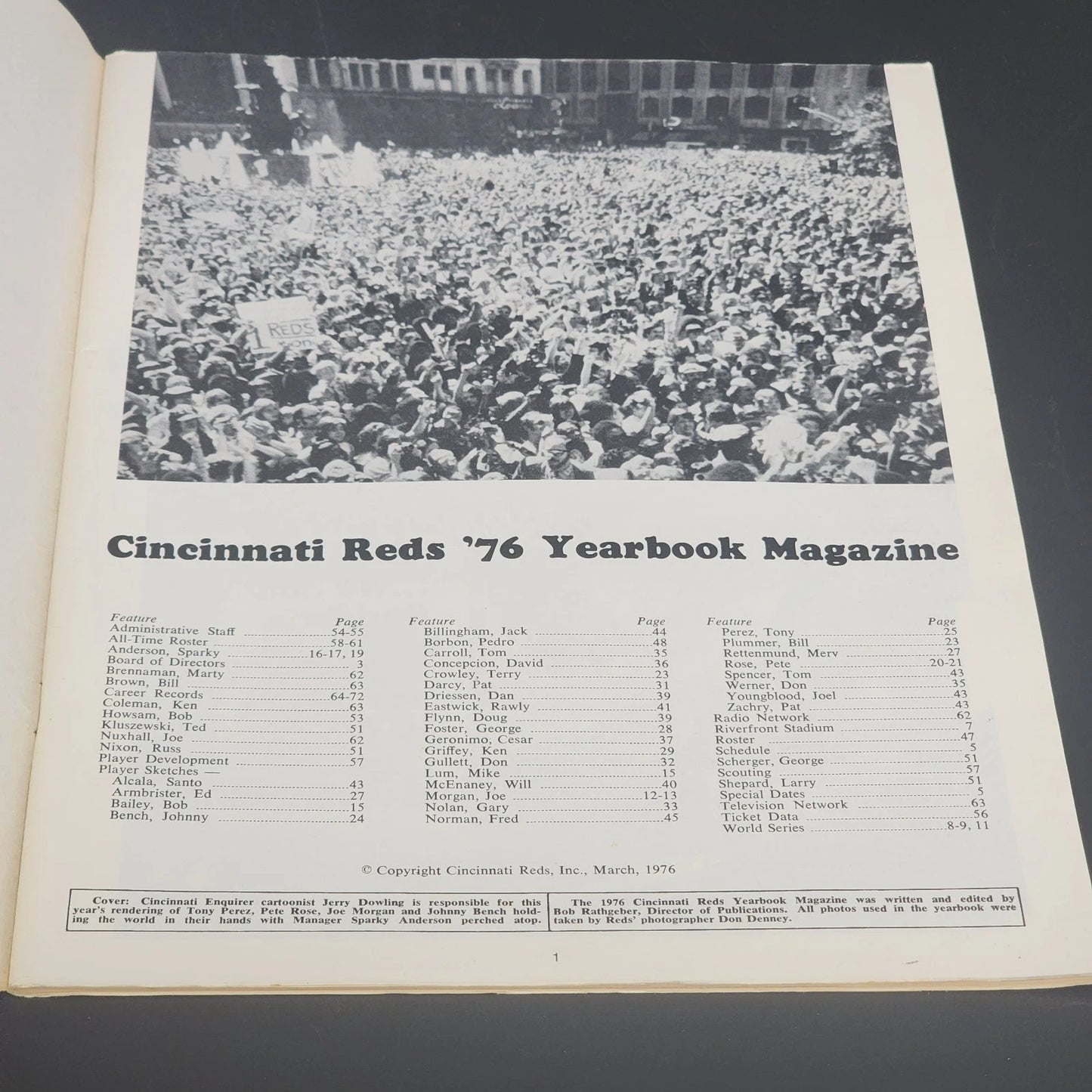 1976 Cincinnati Reds World Champions Yearbook MLB Vintage