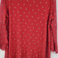 Roz & Ali Women's 1X Red Floral Blouse 3/4 Sleeve Ruffle High Low Hem Stretch