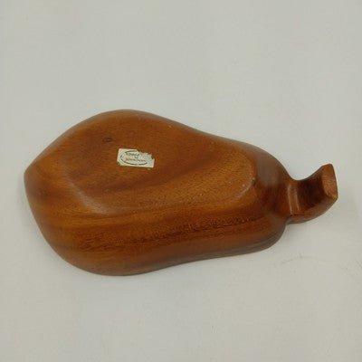 Hand Carved Monkey Pod Pear Shaped Teak Smooth Wood Bowl Philippines 5" x 9"