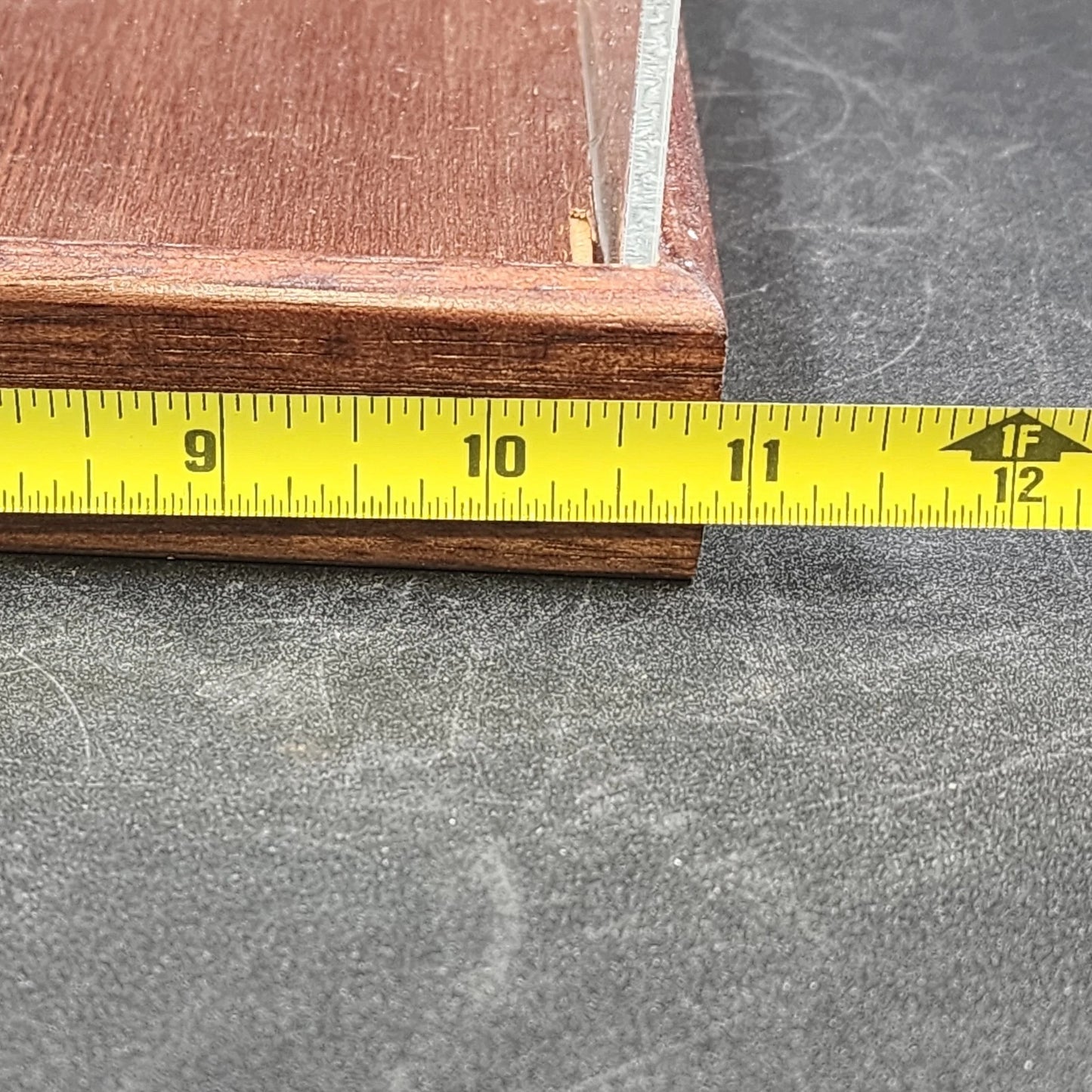 Clear Acrylic Display Case 10x10x23" Display Box with Wood Base Collectible USED