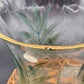 Romanian Vase Clear Crystal Hand Painted Art Glass Pineapple Design Gold Trim