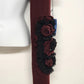 Simply Vera Knit Neck Scarf Maroon Red Vera Wang Black Flower Accent 64" NWT