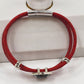 Red Cord Bracelet w/ Silver Tone Mosaic Slide Charm Boho Jewelry Magnetic Clasp