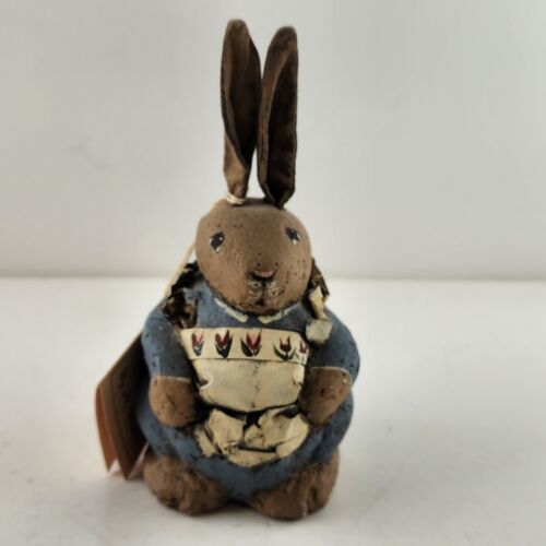 Folk Art Rabbit A Wobler Design Bunny Amy Wabbit Signed Cloth Clay 1992 Tagged