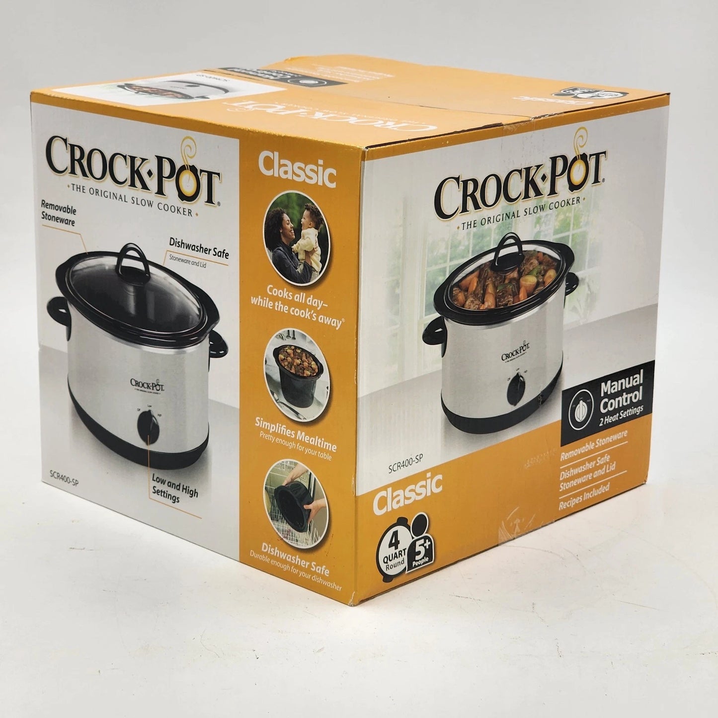 Crock Pot 4Qt Stainless Round The Original Slow Cooker Classic SCR400-SP Sealed