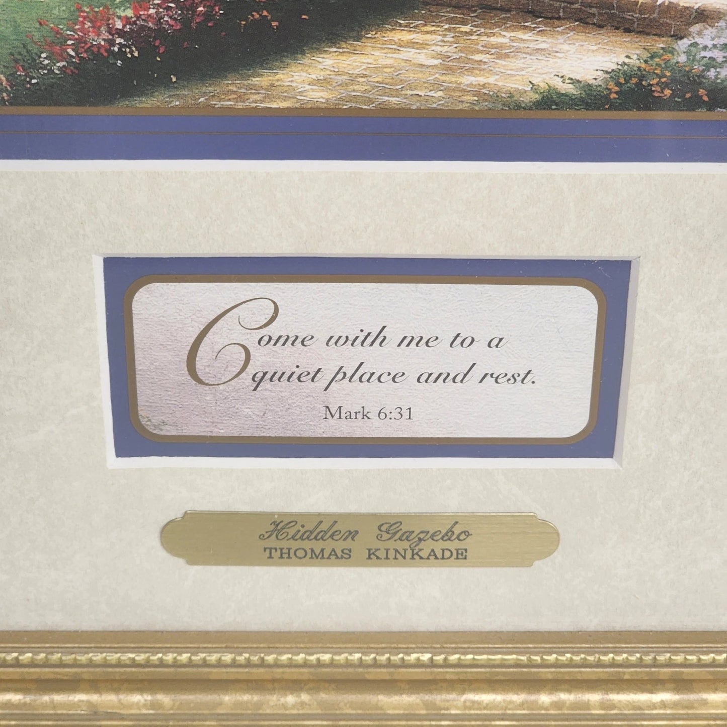 Thomas Kinkade Hidden Gazebo Accent Print 1996 Framed & Matted w COA Mark 6:31
