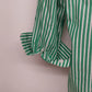 Chaps No Iron Green White Striped Button Front Shirt Women's L Red Paisley Cuffs
