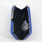 Blue Sparkle Bow Hard Shell Clutch Crossbody Purse Gunmetal Chain Strap 7"