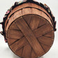 Half Bushel Wooden Sewing Basket Split Lid Heart Handle 15"x13" Floral Lined