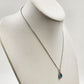 Silver Tone Chain w White Gold Plated Austrian Blue Teardrop Stone Necklace 10"